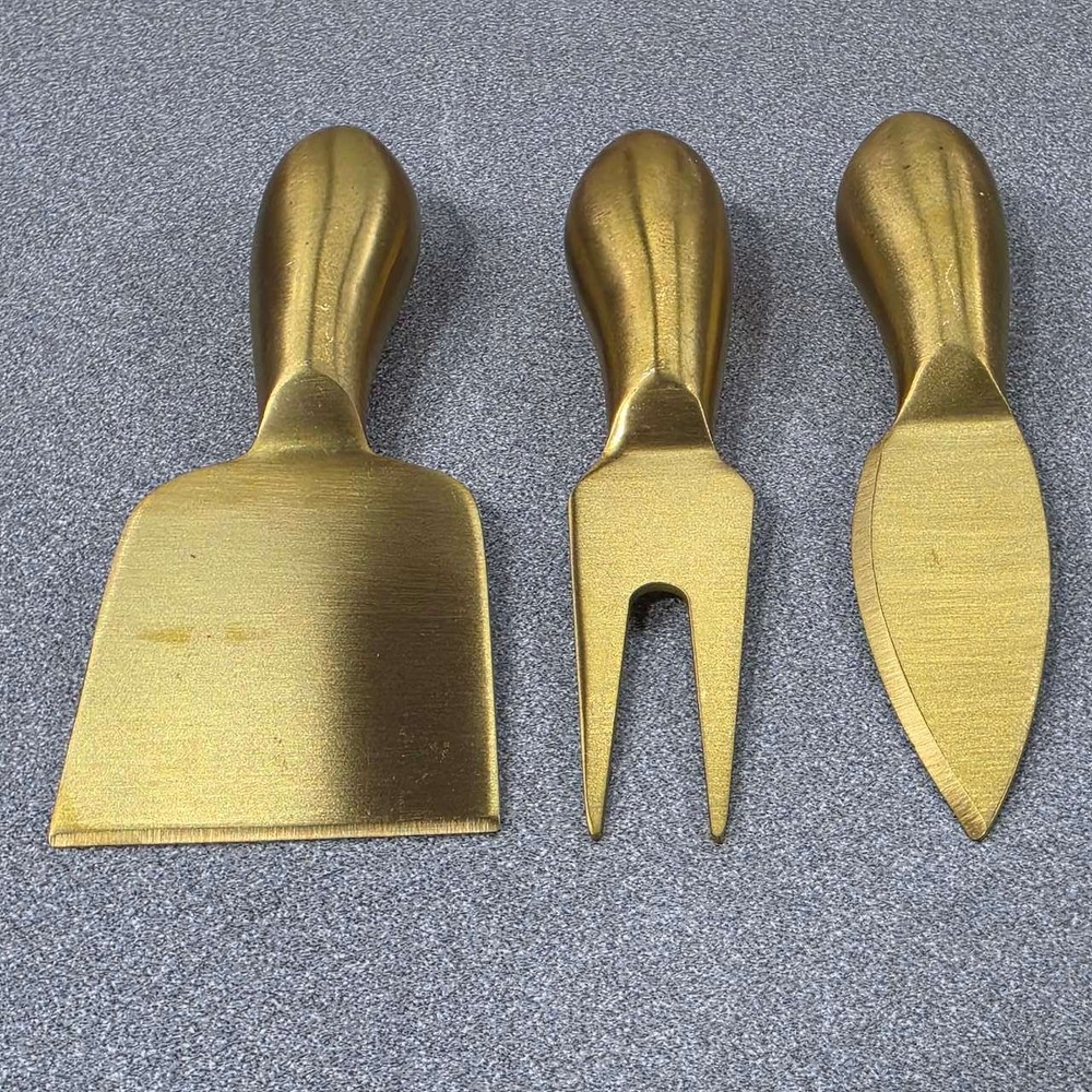 Brass Cheese cutting Set Gold Excellent Brushed 3 Piece Charcuterie